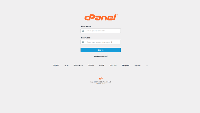 หน้าจอเข้าสู่ระบบ cPanel